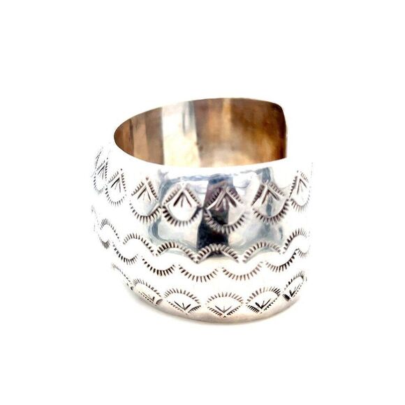 Sterling Silver Native American Thick Cuff - Picture 5 of 7
